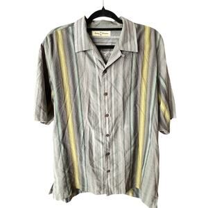 TOMMY BAHAMA x Mens Womens 100% Silk Striped Button Blouse l Size M